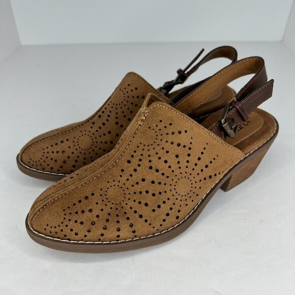Soft Eurosoft WomensTulip Sling Brown Vegan Block Heel Slingback Size 7 M Mules - Picture 1 of 10